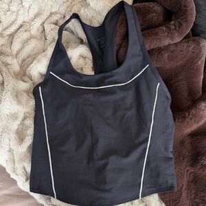 Athleta Black Athletic Tank Top with White Accents